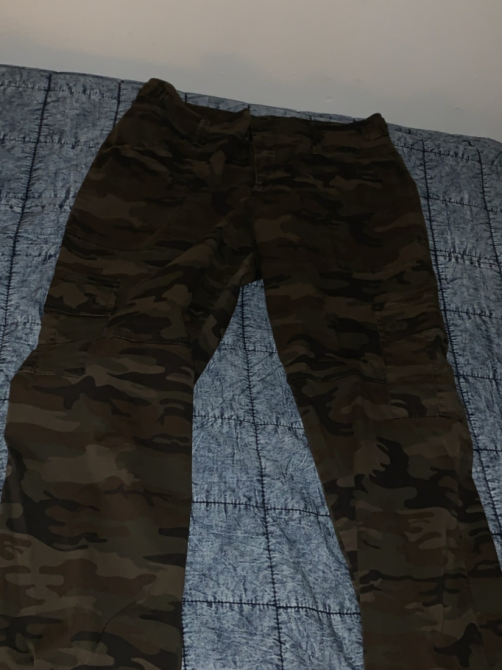 Womens Camo Cargo Pants - Olive Green